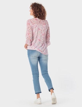 Blusa manga 3/4 Punt Roma cuello con amarre para mujer