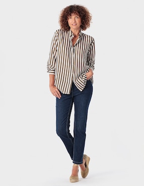 Blusa camisera Punt Roma manga larga para mujer
