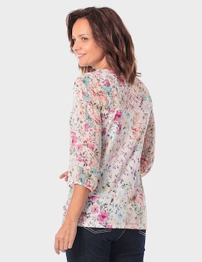 Blusa manga 3/4 Punt Roma cuello con amarre para mujer