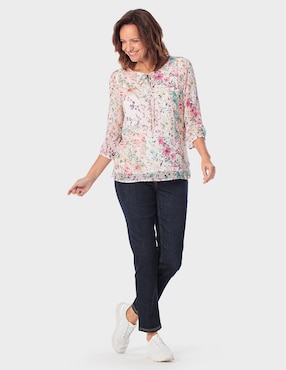 Blusa manga 3/4 Punt Roma cuello con amarre para mujer