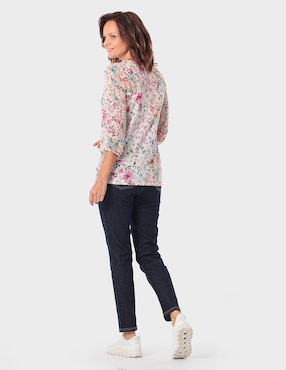 Blusa manga 3/4 Punt Roma cuello con amarre para mujer