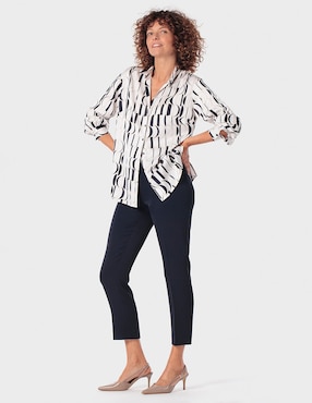 Blusa camisera Punt Roma manga larga para mujer