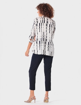 Blusa camisera Punt Roma manga larga para mujer