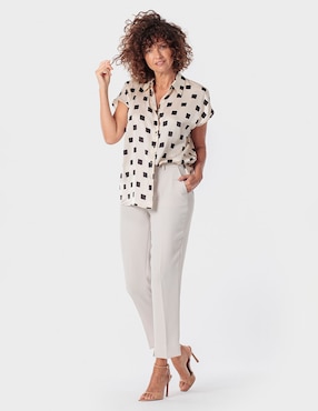 Blusa camisera Punt Roma manga corta para mujer