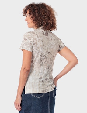 Blusa manga corta Punt Roma cuello polo para mujer