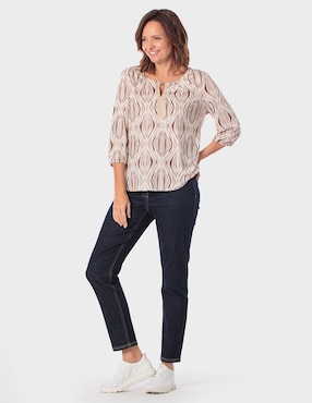 Blusa manga 3/4 Punt Roma cuello redondo para mujer
