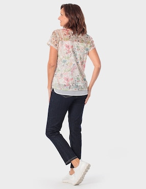 Blusa manga corta Punt Roma cuello V para mujer