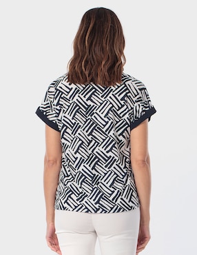 Blusa manga corta Punt Roma cuello V para mujer