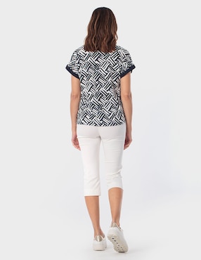 Blusa manga corta Punt Roma cuello V para mujer