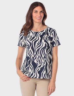 Blusa manga corta Punt Roma cuello redondo para mujer