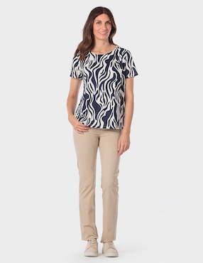 Blusa manga corta Punt Roma cuello redondo para mujer