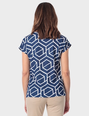 Blusa manga corta Punt Roma cuello V para mujer