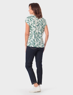 Blusa manga corta Punt Roma cuello V para mujer