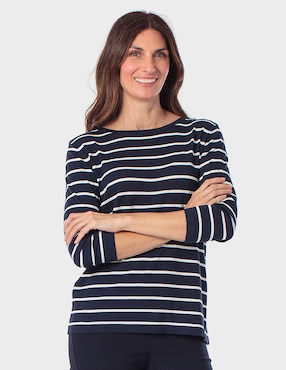 Playera manga 3/4 Punt Roma cuello redondo para mujer