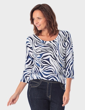 Playera manga 3/4 Punt Roma cuello redondo para mujer