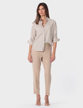 Blusa camisera Punt Roma manga larga para mujer