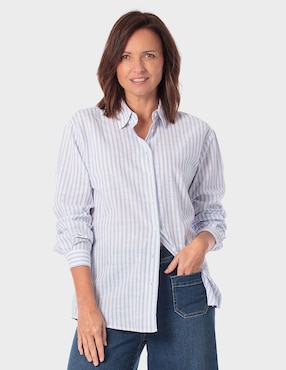 Blusa camisera Punt Roma manga larga para mujer