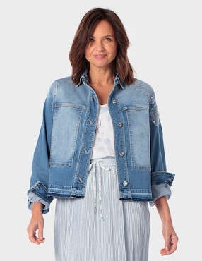 Chamarra denim Punt Roma de mezclilla para mujer