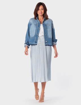 Chamarra denim Punt Roma de mezclilla para mujer