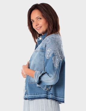 Chamarra denim Punt Roma de mezclilla para mujer