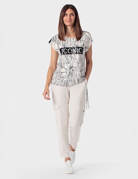 Playera manga corta Punt Roma cuello redondo para mujer