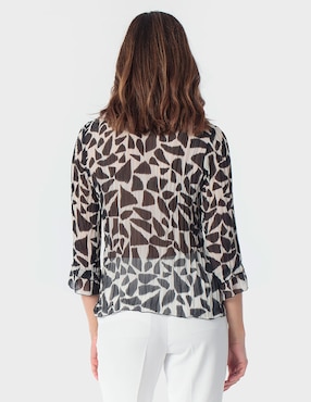 Blusa plisada Punt Roma manga 3/4 para mujer