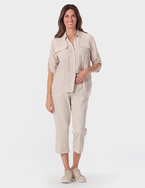 Blusa camisera Punt Roma manga 3/4 para mujer