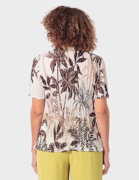 Blusa plisada Punt Roma manga corta para mujer