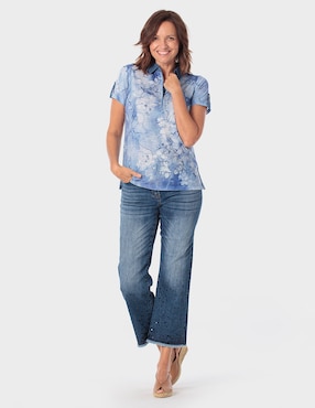 Playera manga corta Punt Roma cuello polo para mujer
