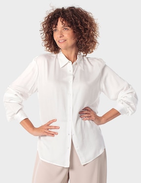 Blusa camisera Punt Roma manga larga para mujer