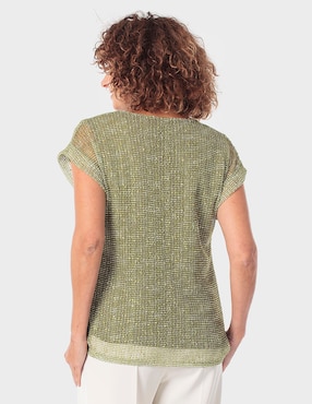 Playera manga corta Punt Roma cuello V para mujer