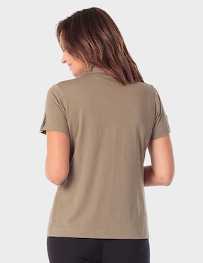 Playera manga corta Punt Roma cuello V para mujer