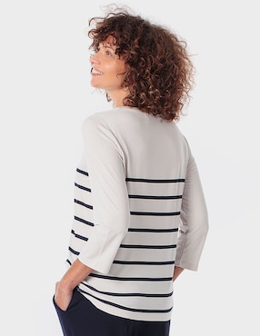 Playera manga 3/4 Punt Roma cuello redondo para mujer