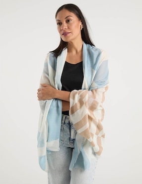 Pashmina Punt Roma con estampado bloques de color para mujer