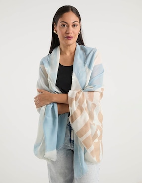 Pashmina Punt Roma con estampado bloques de color para mujer
