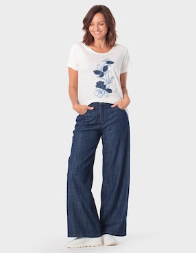 Playera manga corta Punt Roma cuello redondo para mujer