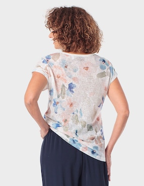 Blusa manga corta Punt Roma cuello V para mujer