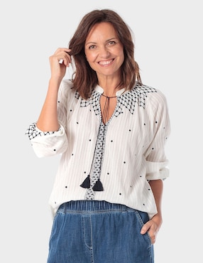 Blusa Punt Roma manga larga para mujer