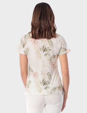 Playera manga corta Punt Roma cuello V para mujer