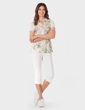 Playera manga corta Punt Roma cuello V para mujer