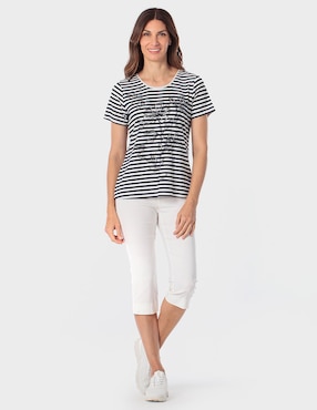 Playera manga corta Punt Roma cuello redondo para mujer