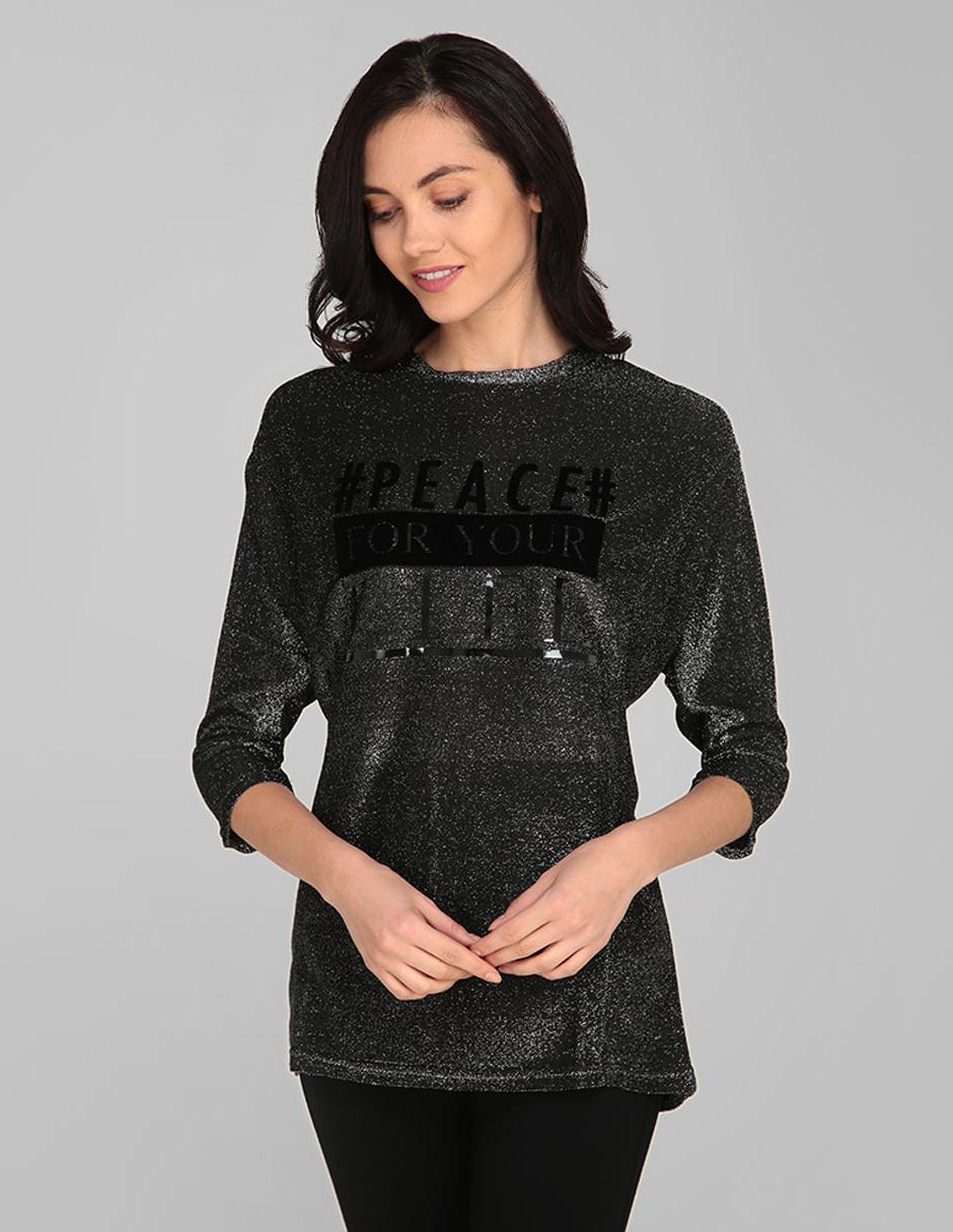 Blusa Punt Roma negra con lurex en Liverpool