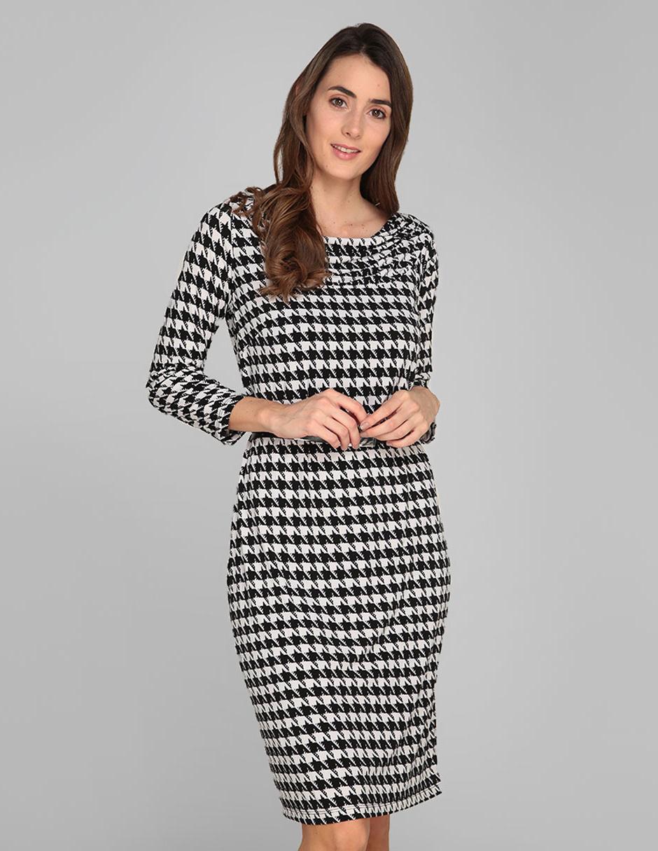 Vestido formal Punt Roma negro con diseño gráfico en Liverpool