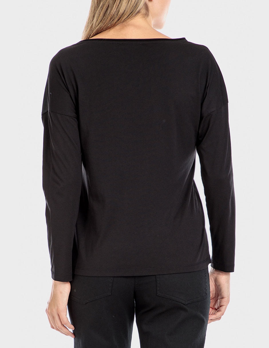 Playera manga larga cuello redondo para mujer 2