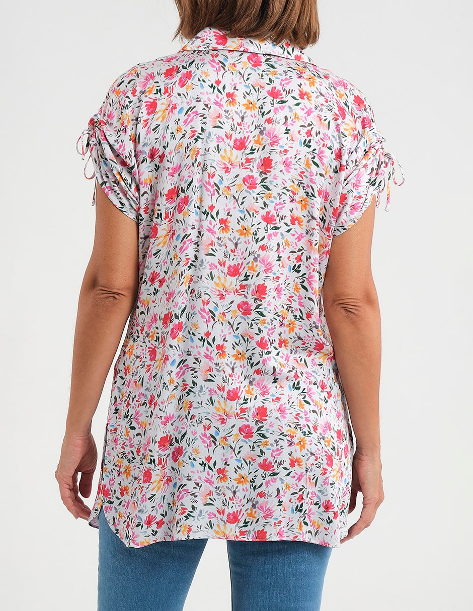 Blusa camisera manga corta para mujer 4