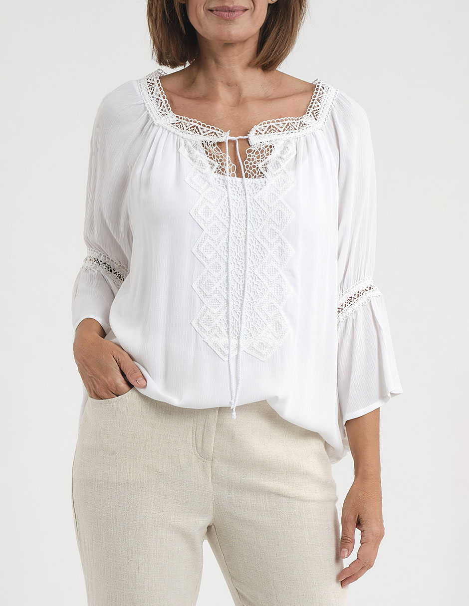 Blusa Talla Punto Roma Blusas Y Tops Blusa Punt Roma Manga Larga