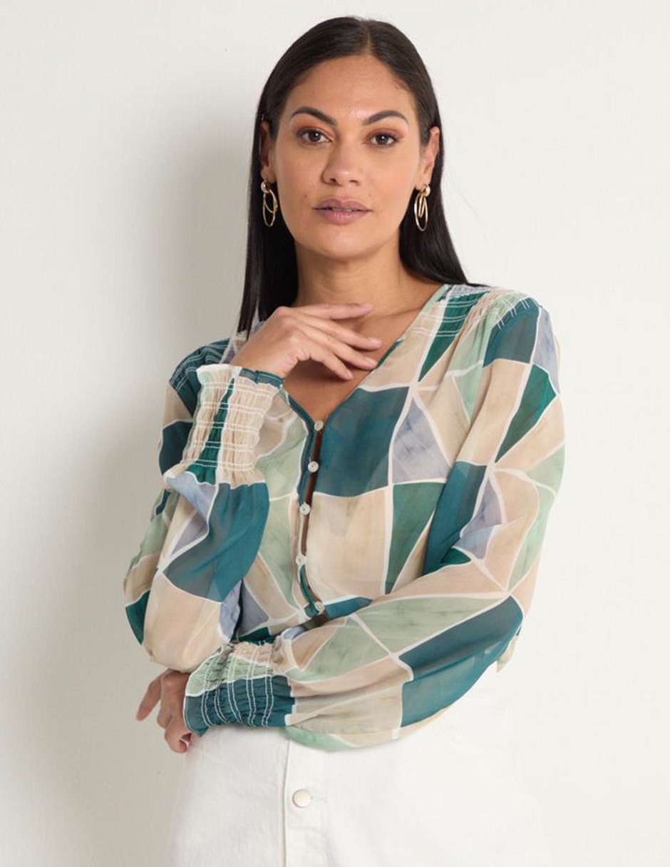 Puntroma Modelo De Punto Roma Blusa Punt Roma Manga 3/4 Para Mujer