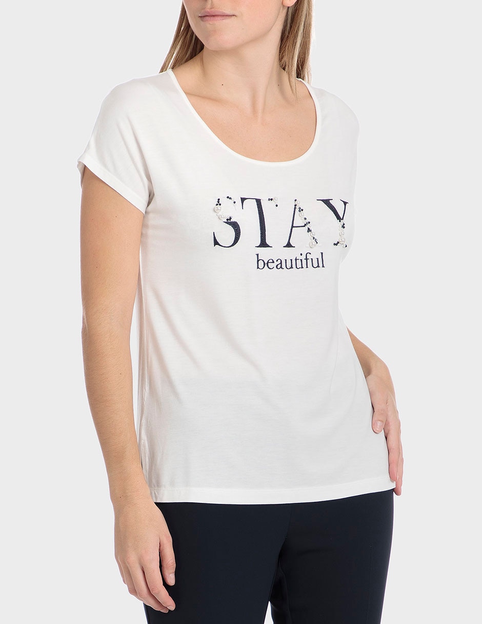 Playera manga corta cuello redondo para mujer Playera manga corta cuello redondo para mujer