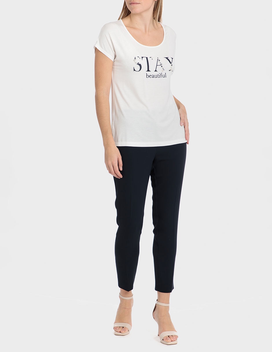 Playera manga corta cuello redondo para mujer 3