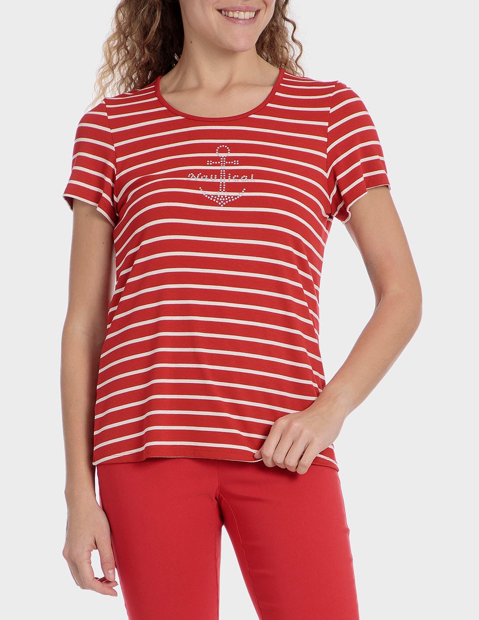 Playera manga corta cuello redondo para mujer Playera manga corta cuello redondo para mujer